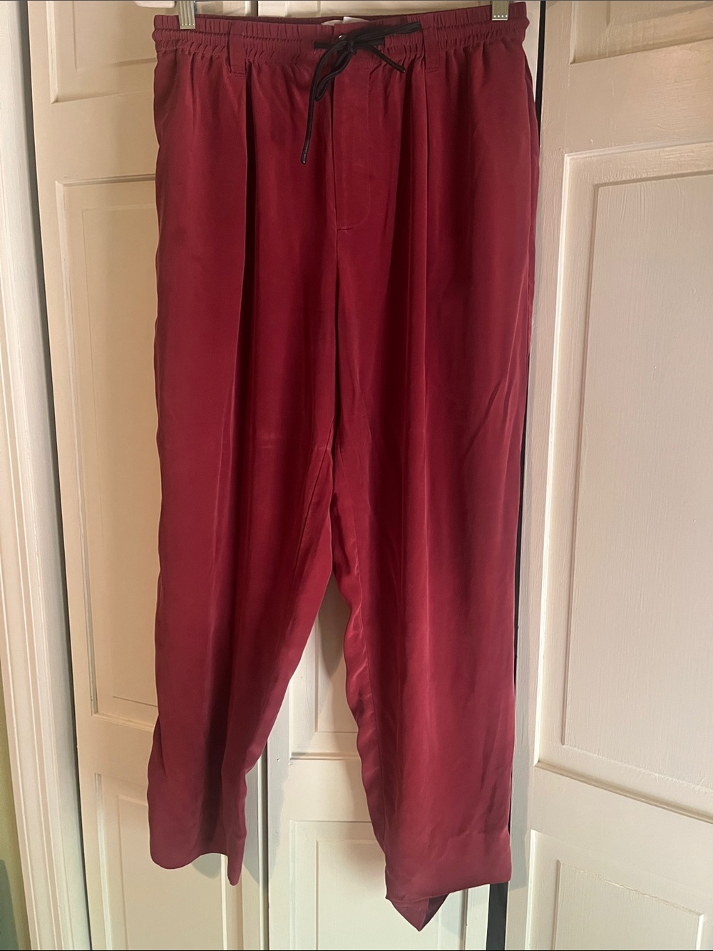Silk Relaxed Drawstring Pants - Burgundy Equipment